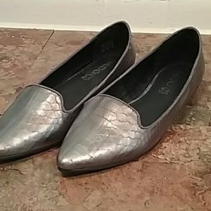 Aldo 6.5 Leather silver bronze Flats pointy